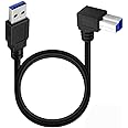 Traovien USB 3.0 Printer Cable - Type A to Type B 90 Degree 50cm/1.5Ft for Printer, Monitor, External Hard Drive, Scanner