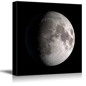 Canvas Wall Art Beautiful Moon in Black Painting Artwork for Home Prints Framed - 12x12 inches