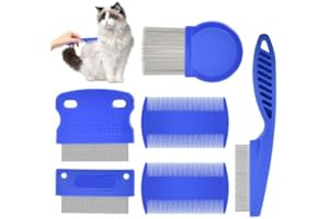 6 PCS Multifunction Pet Flea Brush, Cat Dog Flea Comb, Fine Tooth Flea Lice Tear Stain Remover Comb, Pet Grooming Removal Lic