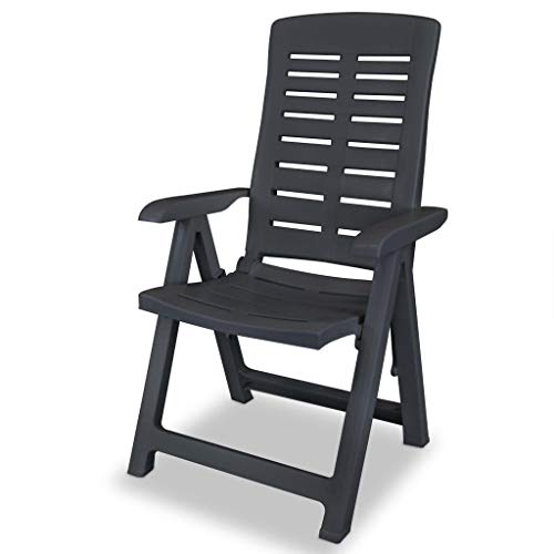 vidaXL Bistroset 3-TLG. Balkonset Balkonmöbel Gartenmöbel Gartengarnitur Gartenset Sitzgruppe Tisch 2 Stühle Klappstuhl Kunststoff Anthrazit – Bild 7