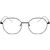 Gleyemor Blue Light Glasses for Women Men Vintage Octagonal Metal Gold Frame Computer Glasses
