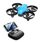 Potensic A20W Mini Drone for Kids with Camera, RC Portable Quadcopter 2.4G 6 Axis - Altitude Hold, Headless, Remote Control, Route Setting, Real Time FPV, Speed Mode and More - Azure