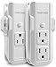 FosPower (2 Pack) 3-Outlet Mini Power Strip with 10inch Wraparound Extension Cord & 90 Degree Plug Adapter Wall Tap for Home Office & Travel (White)