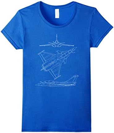 Womens RAFALE BLUEPRINT AIRPLANE T SHIRT Medium Royal Blue