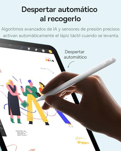 【1:1 Original】 Baseus Lápiz Compatible con iPad 2018-2025, Enlace sin Cables, 32 Funciones, 17H de Batería, Pencil para iPad 6/7/8/9/10, Pro 11“/12.9“/13'', Air 3/4/5/6, Mini 5/6