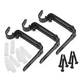 gbHome GB-6809S3 Adjustable Curtain Rod Brackets, Set of 3, Black, Premium Steel Single Rod Bracket for Walls, Drapery Rod Holder, Extendable Metal Wall Bracket