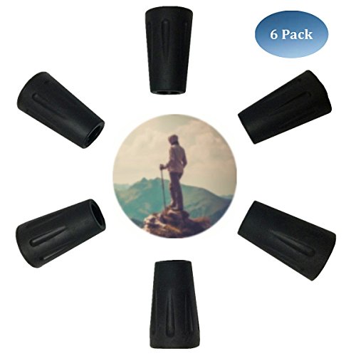 BAOCHI Replacement Rubber Cover Tips of Hiking Trekking Poles Walking Sticks (6 Pack) - Thumbnail 7