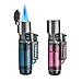 Torch Cigar Lighters 2 Pack, Triple 3 Jet Flame Lighter Refillable Gas Butane Lighter, Gift Package, Sold Without Gas (Purple & Blue)thumb 1