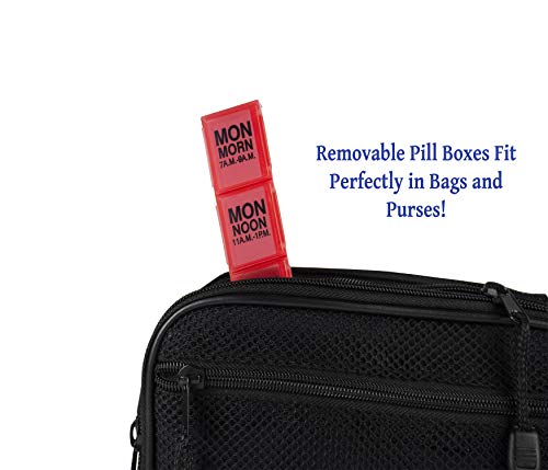 GMS 7 Day Pill Organizer Tray - Large with Removable Daily Pill Boxes with 4 Compartments Each for Storing and Organizing Prescriptions and Other Meds - Rainbow