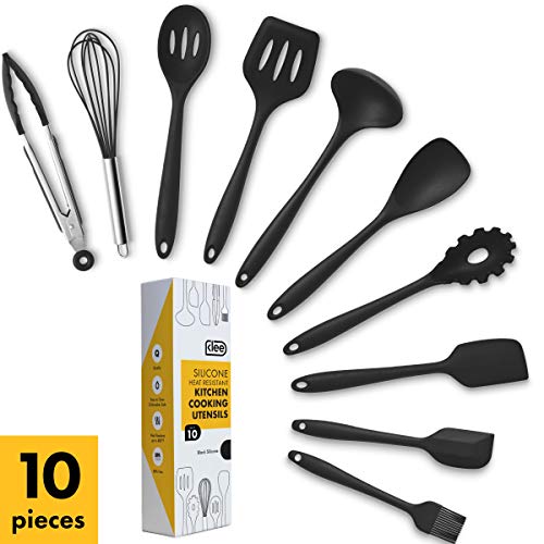 Klee 10-Piece Non-Stick Silicone Kitchen Utensil Set, Black - Thumbnail 7
