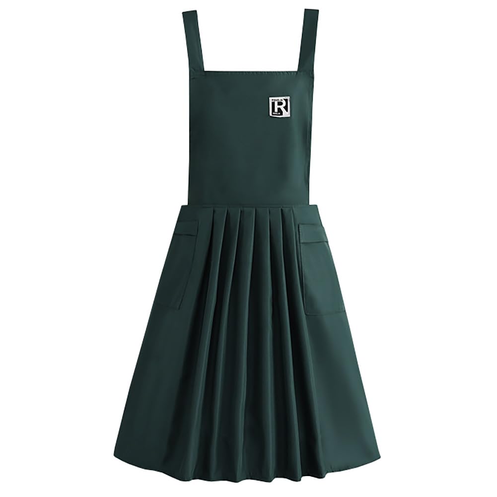 Watwass Apron Dress Woman Waterproof Kitchen Aprons Vintage Apron Maid with Pockets, Colour 4, M
