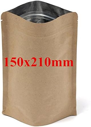 Kraft Paper Bags Aluminum Foil Packaging Stand Up With Zipper for Food Storage 150x210mm