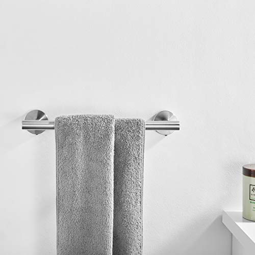 3-Pieces Brushed Nickel Bathroom Accessories Set, SUS304 Stainless Steel Bathroom Set, Includes 12" Hand Towel Bar, Toilet Paper Holder, Robe Towel Hooks, Round Wall Mounted Towel Set