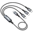 100W USB C Multi Charging Cable [0.5M] 3 in 1 Charging Cable with E-Mark Chip, USB C [100W]+Lightning[27W]+Micro[10W] for Galaxy S23,iPad Pro, iPad Mini, MacBook Pro/Air/iPhone14 13 12 12