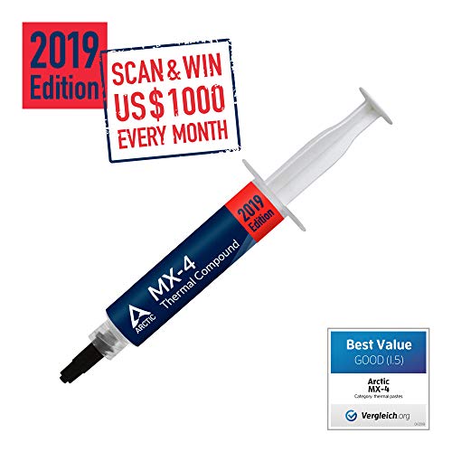 ARCTIC MX-4 2019 Edition - Thermal Compound Paste - Carbon Based High Performance - Heatsink Paste - Thermal Compound CPU for All Coolers, Thermal Interface Material - High Durability - 8 Grams