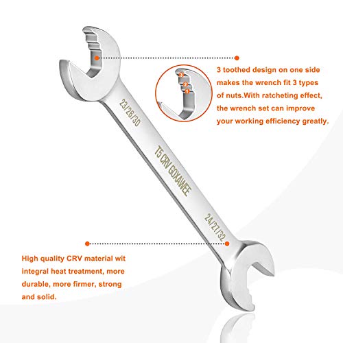 Ratchet Wrench Set 6mm-32mm, GOXAWEE 6 in 1 Combination Wrenches Multipurpose CRV Double Open-End Wrench Roll Home Hand Tool with Bag - 5Pcs Metric Size - Thumbnail 2