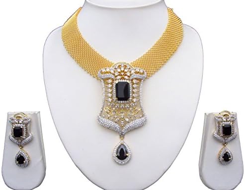 Indian CZ American Diamond Gold & Silver Bollywood Fashion Pendant Swam Jewelry 214