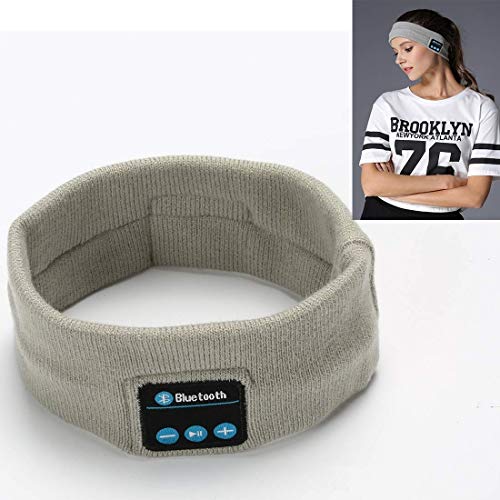 Wireless Bluetooth Headband, Outdoor Fitness Music Call Knitted Sports Headband (Color : Light Grey, Size : 56cm-68cm)