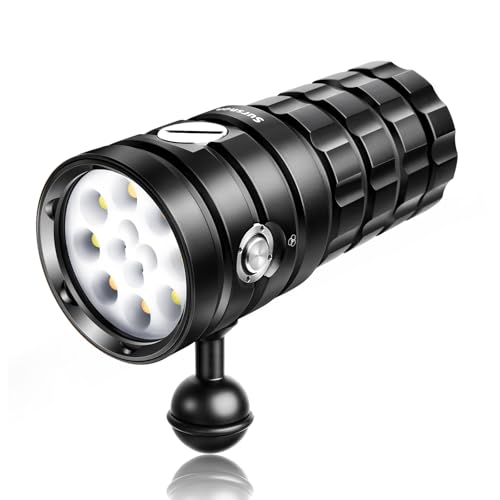 Sursnong SR 10000 Lumens Diving Video Torch - Professional Diving Flashlight with 95 CRI, 6500K White Light, for Diving/Underwater Photography/Videography (IP68 Waterproof, 120m Depth)