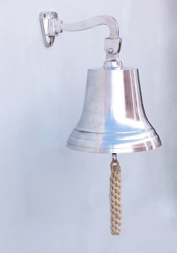 Chrome Hanging Ship's Bell 15" - Decorative Chrome Bell - Chrome Hanging Ship Bell - Nautical Decor - Nautical Wall Hanging - Decorative Bell - Chrome Bell - Nautical Bell Decoration