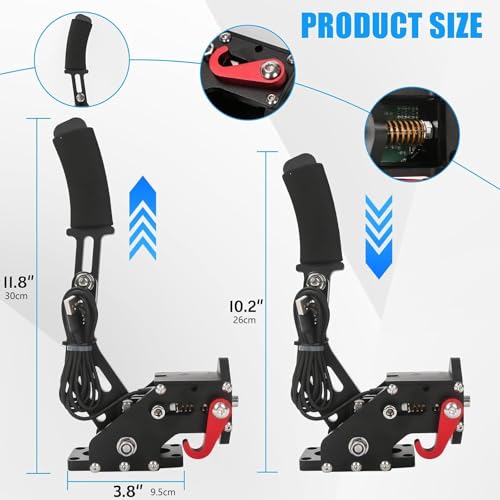 64Bit PC USB Handbrake, SIM Racing Games Handbrake for Logitech G25 G27 G29 T500 T300 FANATECOSW DIRT RALLY, 2M Nylon Cable Black