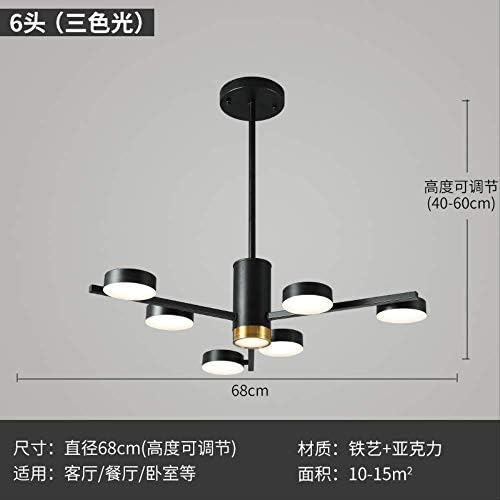 LED Ceiling Light,Living Room Light Luxury Chandelier, Modern Minimalist Bedroom Home lamp Dining Room Creative Art Warm Nordic Lamps 6-Head Patch Three-Color Light Strip Patch 36V