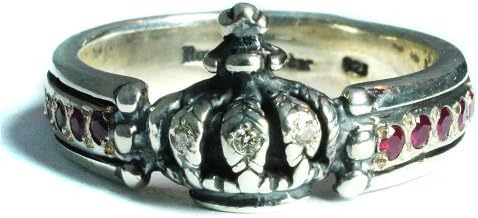 シルバー リング クラウン トリプル バンド ダイヤモンド アンド ルビー Crown Triple Band With Diamond And Ruby