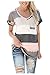 Kumer Women's V-neck Striped Casual Short Sleeve T-shirt Blouse Tees Tops