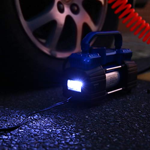 HONGNAL Portable Air Compressor Tire Inflator, 150PSI Car Air Pump Compressor with 4 Nozzle Attachments,LED Light,Air Hose,Battery Clamp,DC 12V for Pumping Car Tires, Bicycles, Trucks & Inflatables