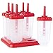 Top Choice Imports BPA Free Popsicle Molds - Freeze Juices to Make Your Own Healthy Frozen Fruit Juice Bars - Tray with Set of 6 Ice Pop Maker Containers (Red)