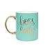 Sweet Water Decor Boss Lady Coffee Mugs with Golden Handle | 11oz China Coffee Cup with Quote | Embellished with Real Gold & Microwave Safe | For Working Women, Offices, Bosses & Managers (Mint)