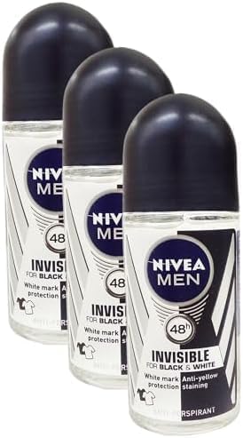 NIVEA MEN Black & White Original Anti-Perspirant Roll-On 50mL Pack of 3
