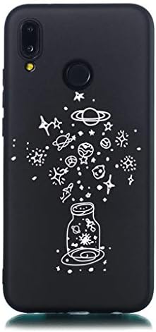 Yunbaoz Case for Huawei P30 Lite, Black Embossing Cover Soft TPU Relief Imitation Liquid Silicone Series of You Deserve It, Wishing Bottle