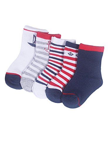 Century Star Unisex Child Kid Infant Baby Cotton Soft Cute Seamless 1-3t 5 Pairs Socks 5 Pack-Navy L(3-5 years old)