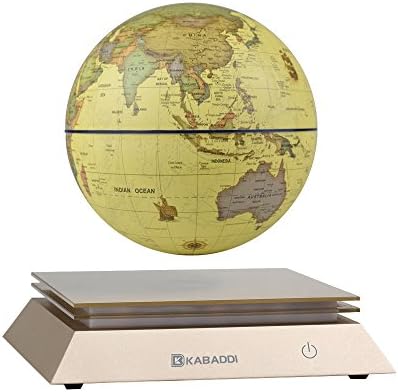 Magnetic Floating Globe, KABADDI Magnetic Rotating Levitating Globe World Map with LED Light for Home Office Decoration Birthday Educational Toy(6 Inch Gold)