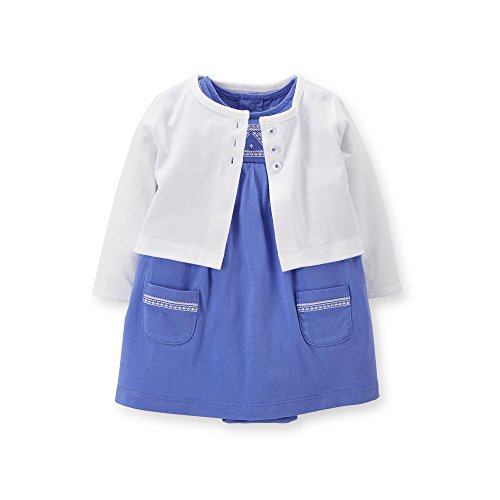 Carters Embroidered Dress and Cardigan Set (Newborn, Blue)