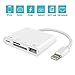 Hkitty Xiong 4 in 1 SD TF Card Reader Compatible iPhone iPad iPod,USB OTG Camera Connection Kit SD T-Flash Card Reader Work with Hubs Keyboards Audio/MIDI Interfaces Ethernet Adapter (White)