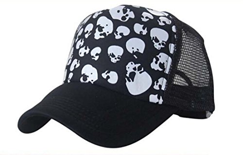 NQ Unisex-Adult Skull Trucker Hat Mesh Baseball Cap Adjustable black