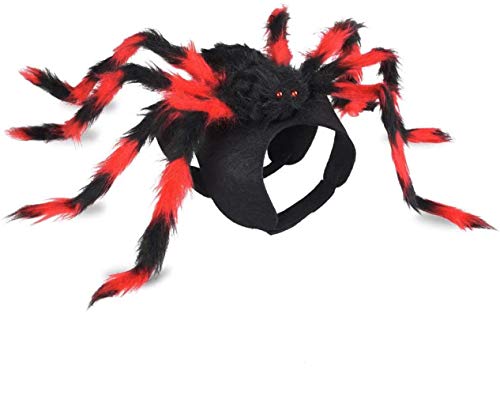 Ollypet Halloween Spider Costume Cat Dog Funny Decor Accessory Adjustable Velcro for Small Medium Large Pet Trendy Party Dress Metal Wire Spider Outfit (L)