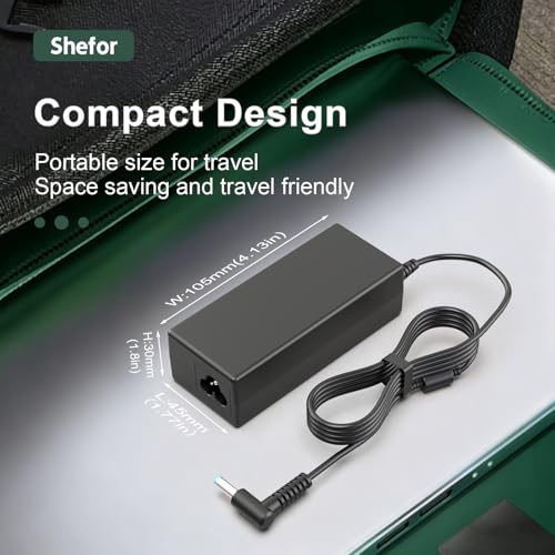 Shefor 65W Laptop Charger Adapter Compatible with HP EliteBook 840 850 830,Pavilion x360 15 13, 19.5V 3.33A Blue Tip 4.5×3.0mm Laptop Adapter, Charger for ProBook 450 440 640