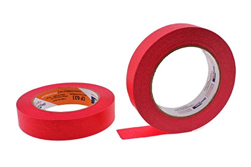 2pk of 1" in x 60yd Red Masking Tape Extra Sticky PRO Grade High Stick Special Project Painters Tape Painting Trim Arts Crafts School Home Office 21 Days 24MM x 55M .94 inch