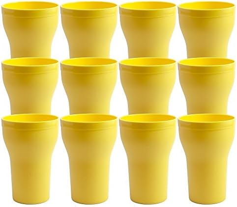 MB Lifestyle Food Grade Plastic Microware, Freezer safe Glass, 300ml, Yellow(Set of 12)
