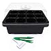 KORAM 10 Sets Seed Starter Tray 120 Cells Seed Tray Plant Germination Kit Garden Seed Starting Tray with Dome and Base Plus Plant Tags Hand Tool Kit, Black - Garden Gift