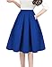 Tandisk Women's Vintage A-line Printed Pleated Flared Midi Skirt with Pockets