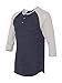 Alternative Men's Raglan 3/4 Sleeve Henley Shirt, Navy/Oatmeal, Medium