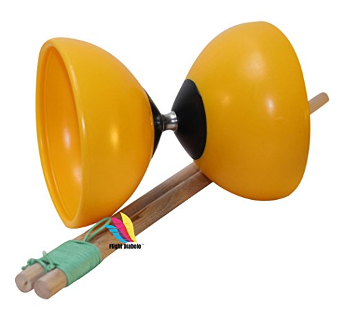 Flight High Performance Diabolo Pro Chinese Yoyo with Handsticks, Net Bag and Extra Strings ... (Yellow)