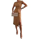 Ninimour Women Wear to Work Sleeveless Round Neck Bodycon Wrap Office Party Cocktail Dresses