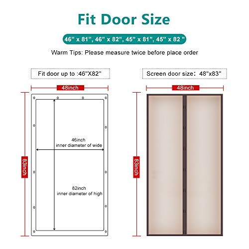 Magnetic Thermal Insulated Door Curtain for Air Conditioner Room/Kitchen Enjoy Your Cool Summer, Keeping Out Draft and Cold Air Screen Door Auto Closer Fits Doors Up to 46" x 82" MAX - Thumbnail 4