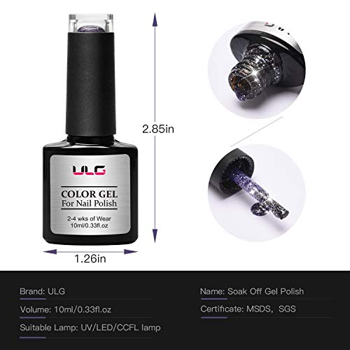 image for Gel Nail Polish Set 6 Colors ULG Non-Toxic Soak Off UV LED Nail Gel Va