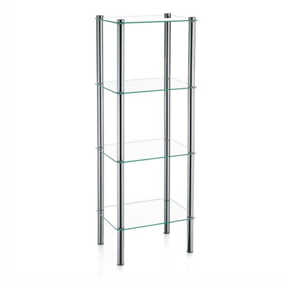 Kela 18051 Shelf, 4 tiers, Metal/Safety glass, 40 x 30 x 106 cm, Lars, Chrome-plated